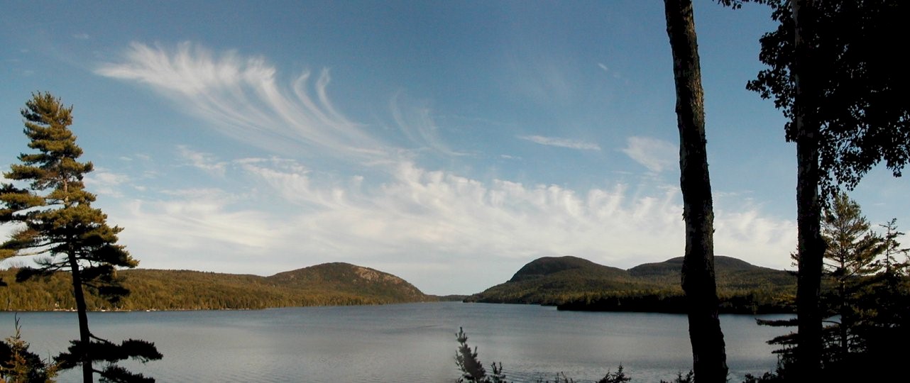 Could Swirl Panorama over Long Pond , Mount Desedrt Island
